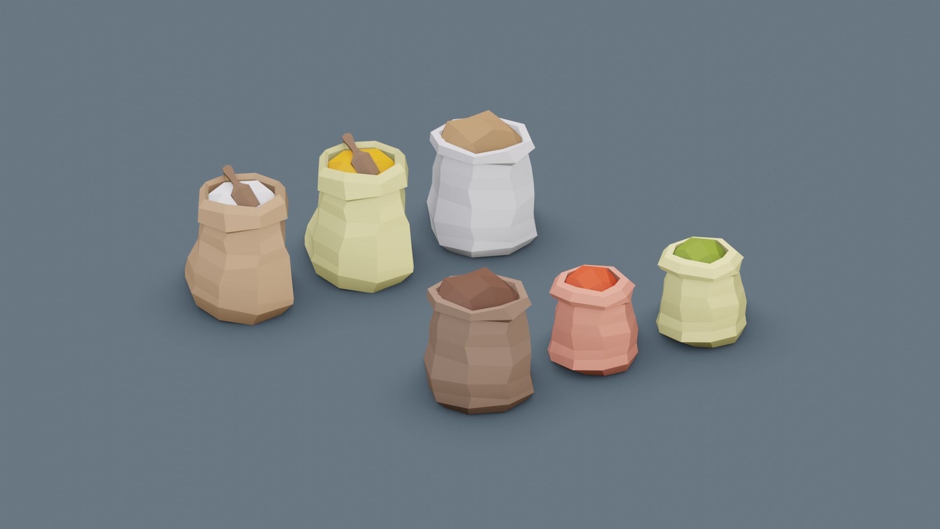 Low Poly Sacks Free 3D model_1