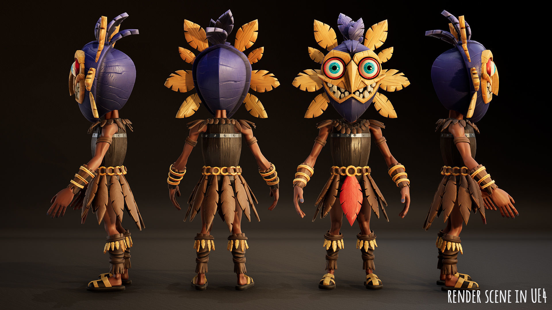 Stylized Character Druid 6 Low-poly 3D model_9
