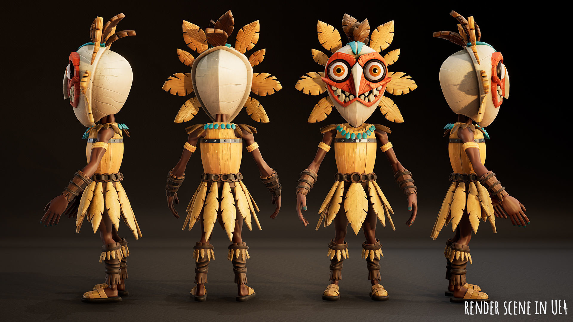 Stylized Character Druid 6 Low-poly 3D model_5