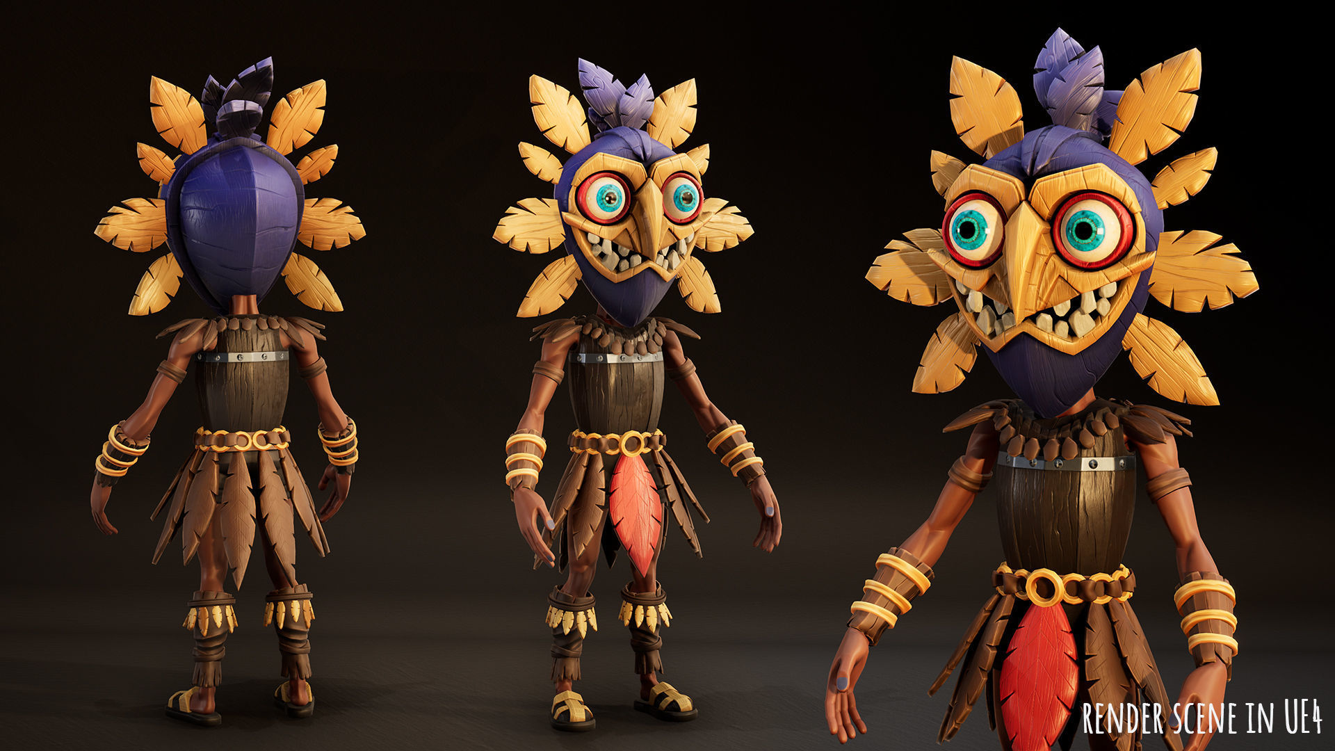 Stylized Character Druid 6 Low-poly 3D model_2
