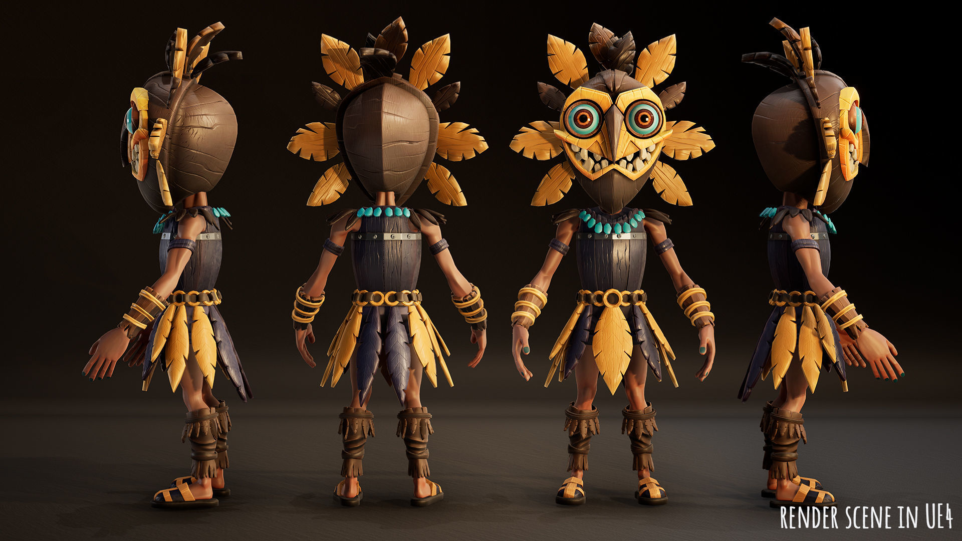 Stylized Character Druid 6 Low-poly 3D model_7