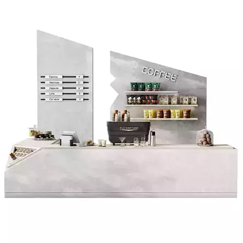 Design of a coffee shop in a shopping center with concrete