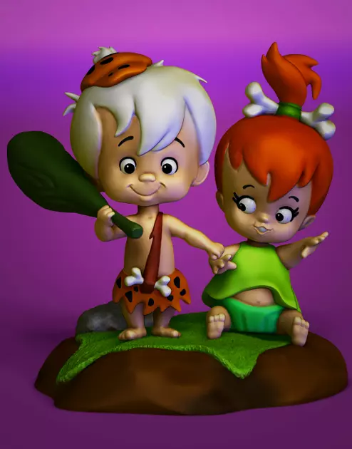 Modelo de impressao 3D de Bambam e Pedrita 3D print model_0