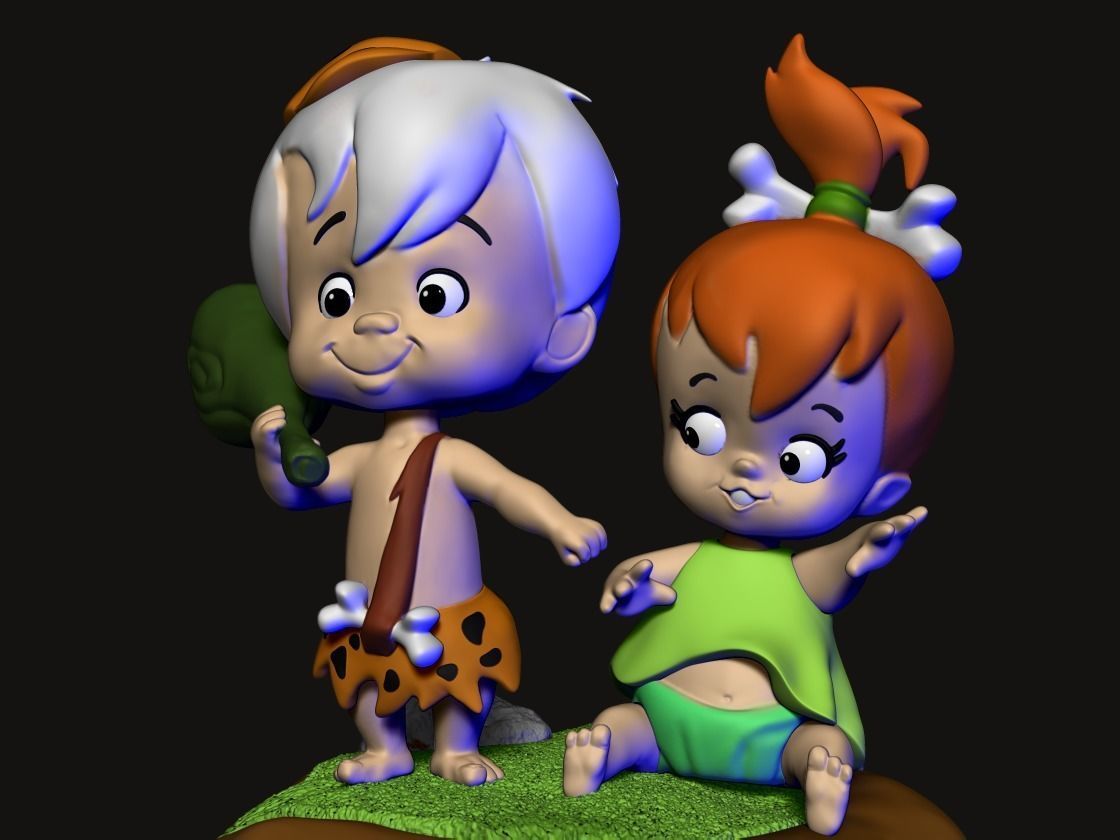 Modelo de impressao 3D de Bambam e Pedrita 3D print model_2