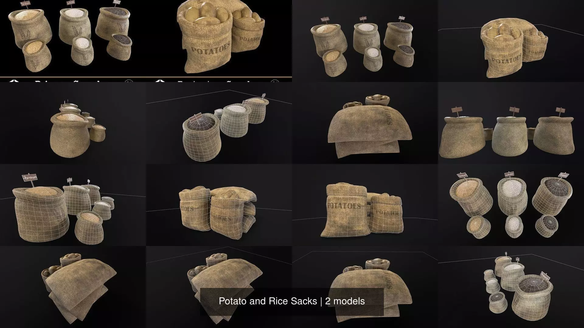 Potato and Rice Sacks 3D Model Collection_3