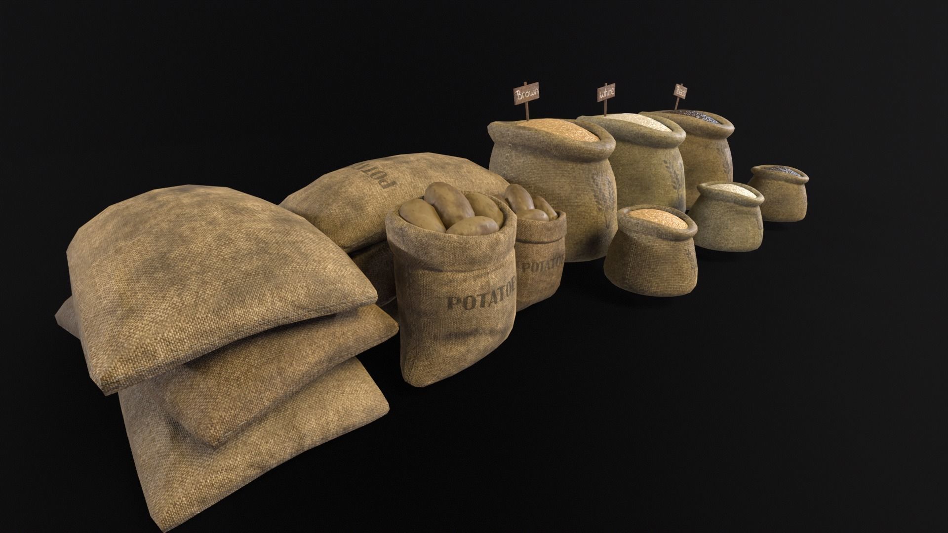 Potato and Rice Sacks 3D Model Collection_25