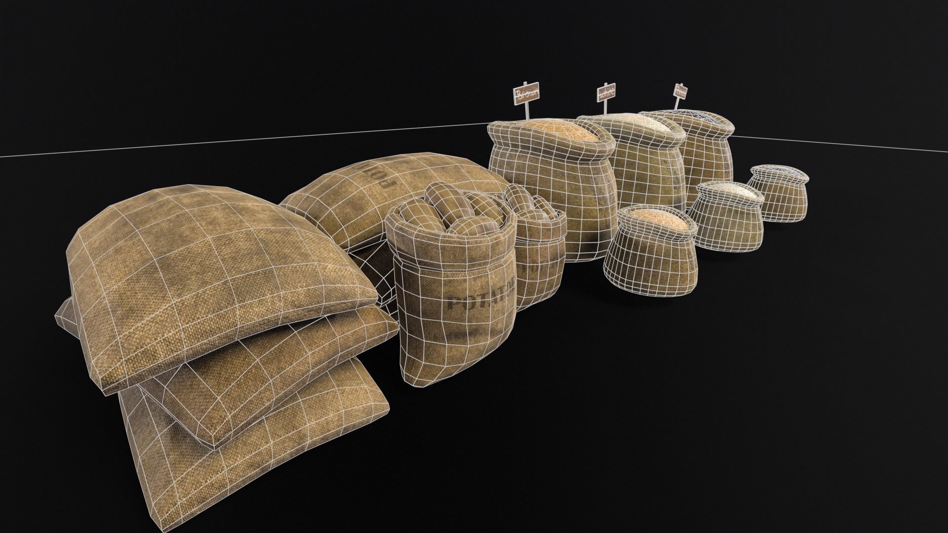 Potato and Rice Sacks 3D Model Collection_24