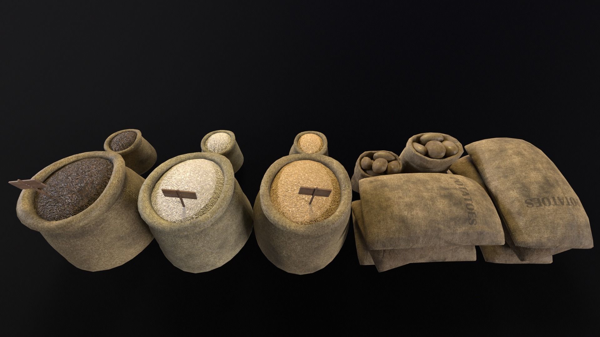Potato and Rice Sacks 3D Model Collection_11
