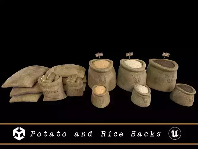 Potato and Rice Sacks 3D Model Collection