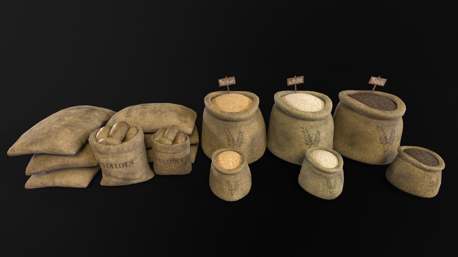 Potato and Rice Sacks 3D Model Collection_16
