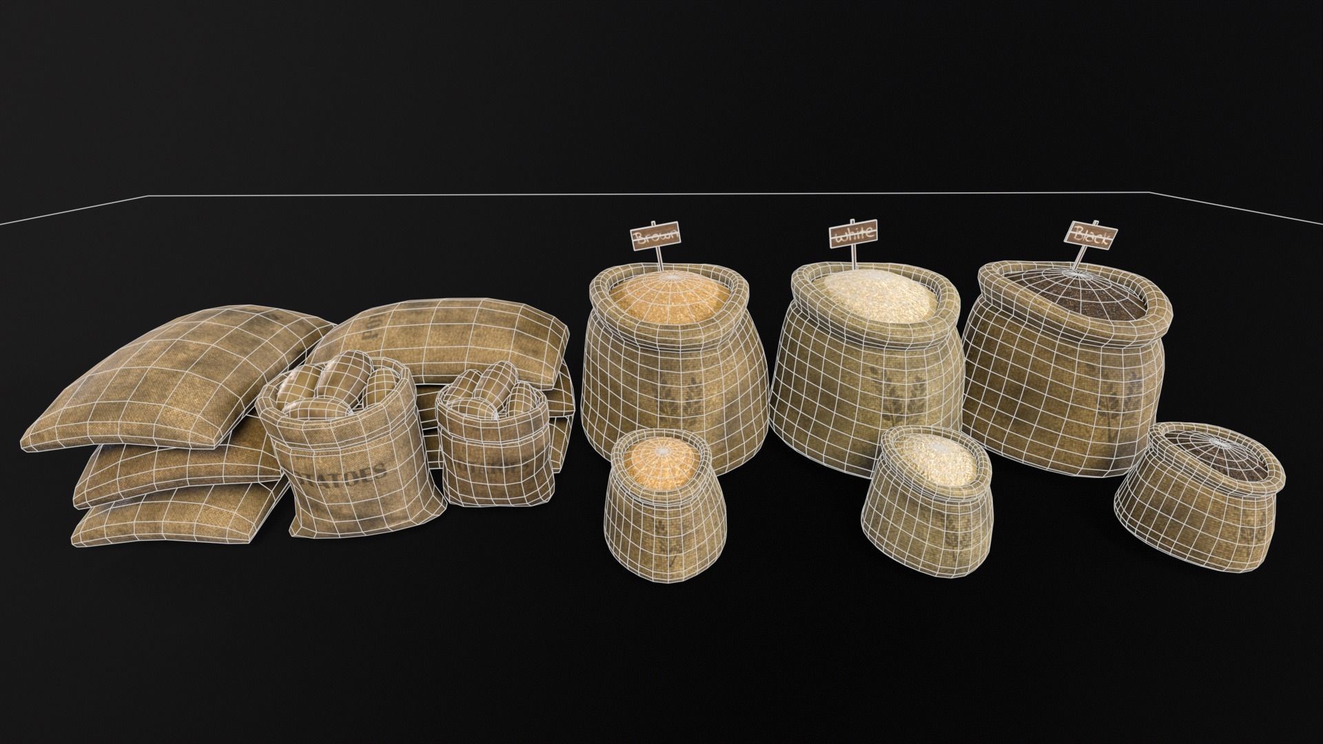 Potato and Rice Sacks 3D Model Collection_9