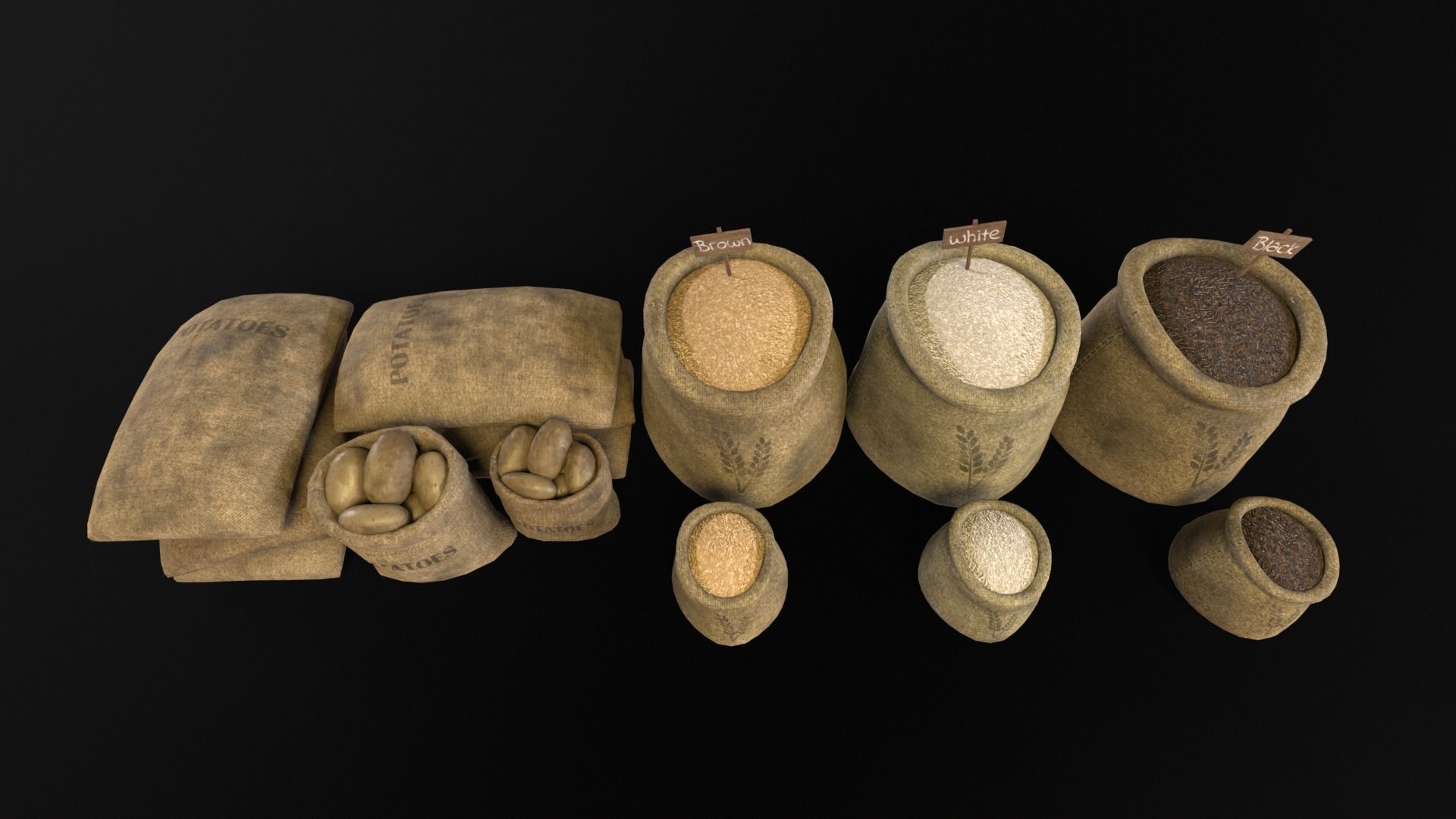 Potato and Rice Sacks 3D Model Collection_6