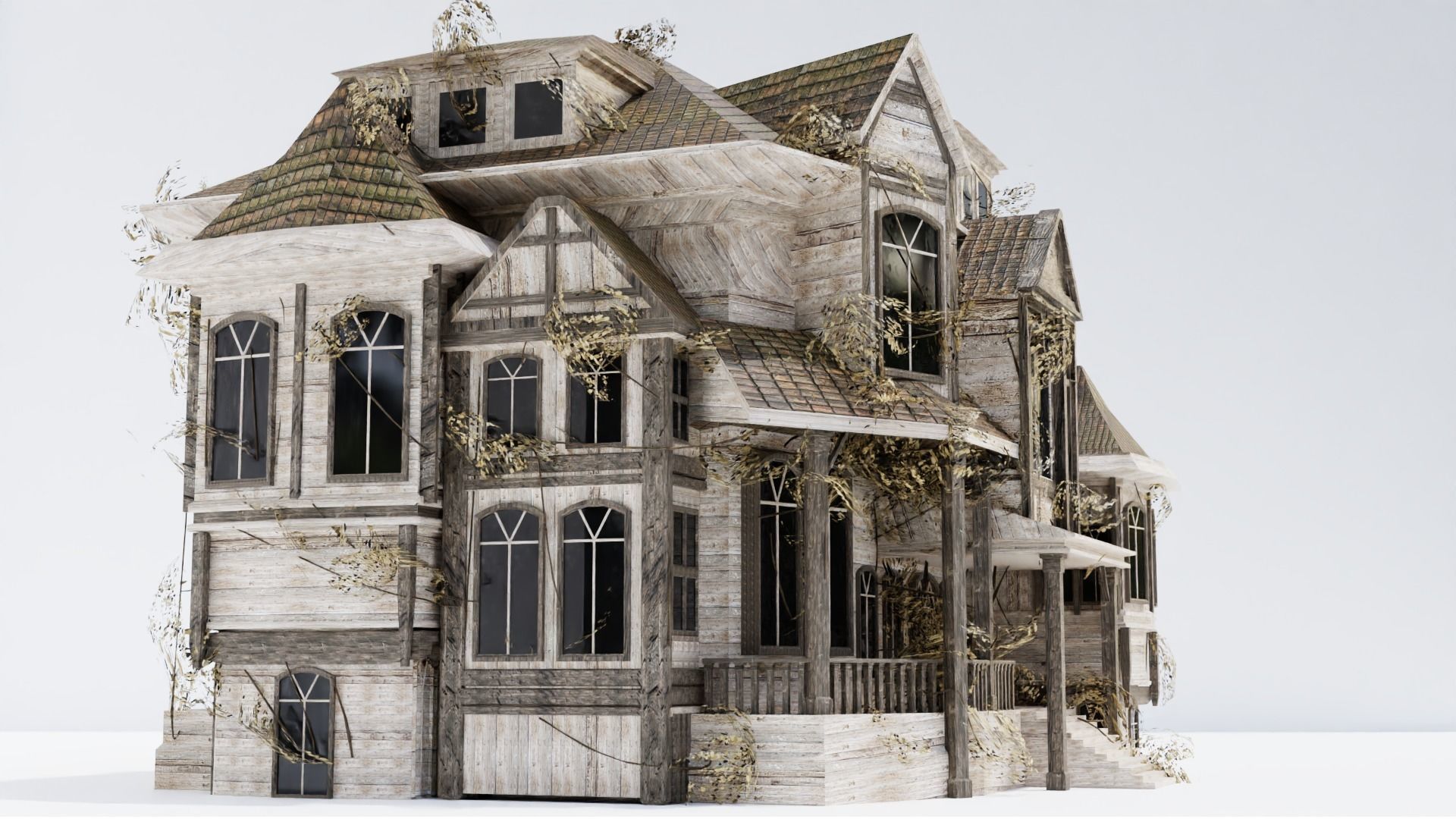 Abandoned old house - realistic low poly Low-poly 3D model_5
