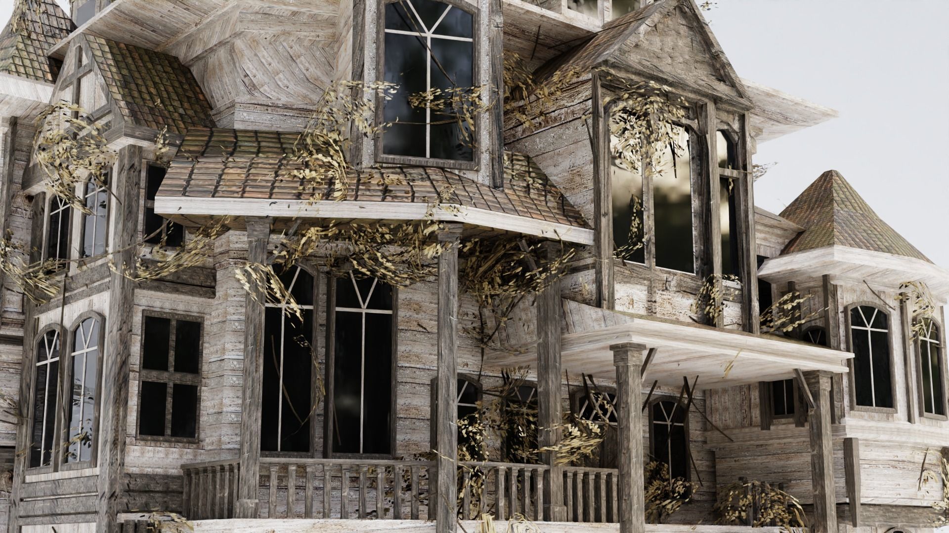 Abandoned old house - realistic low poly Low-poly 3D model_6