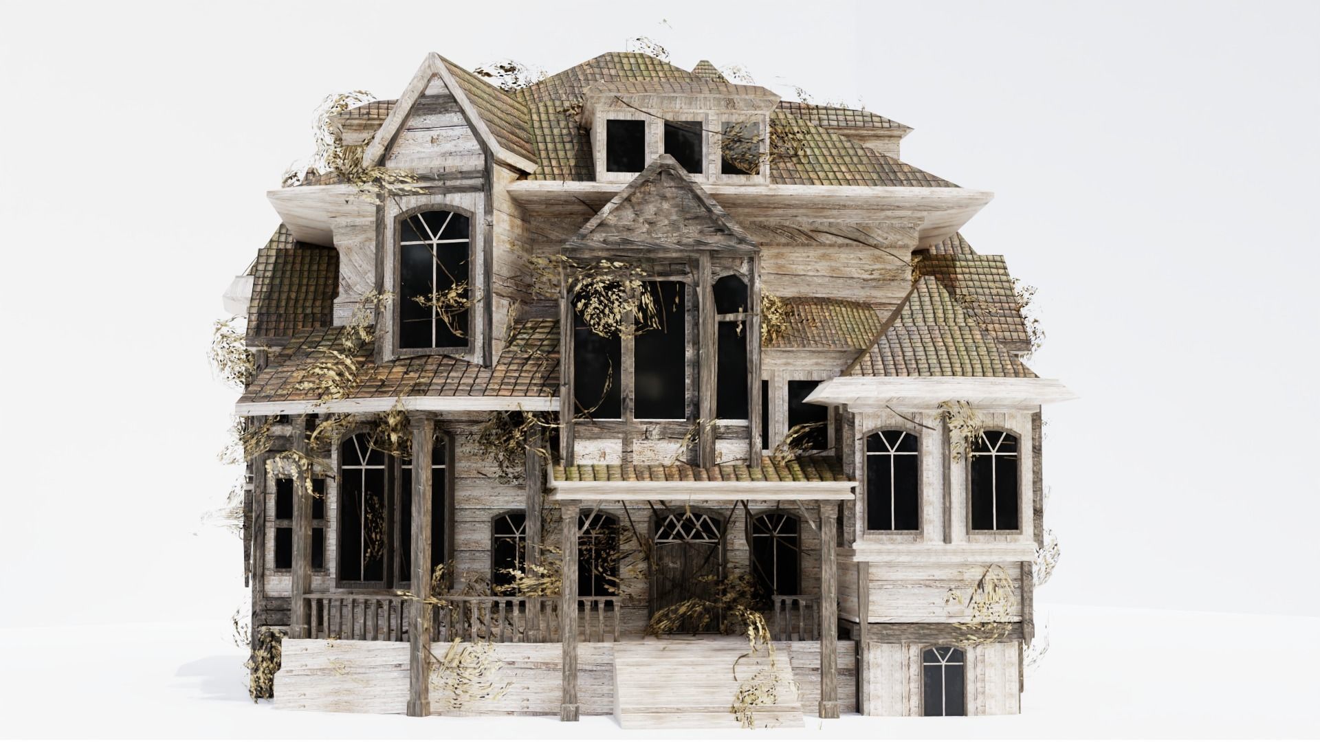 Abandoned old house - realistic low poly Low-poly 3D model_10