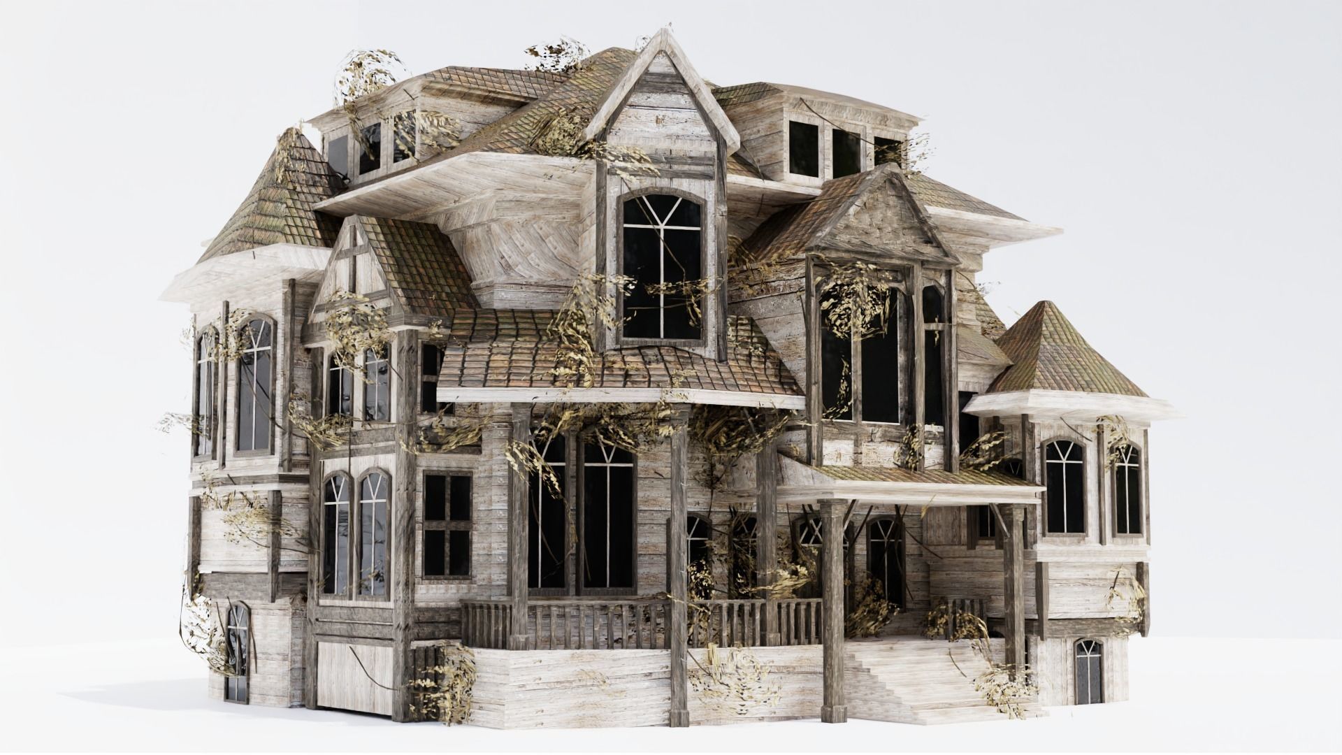Abandoned old house - realistic low poly Low-poly 3D model_9