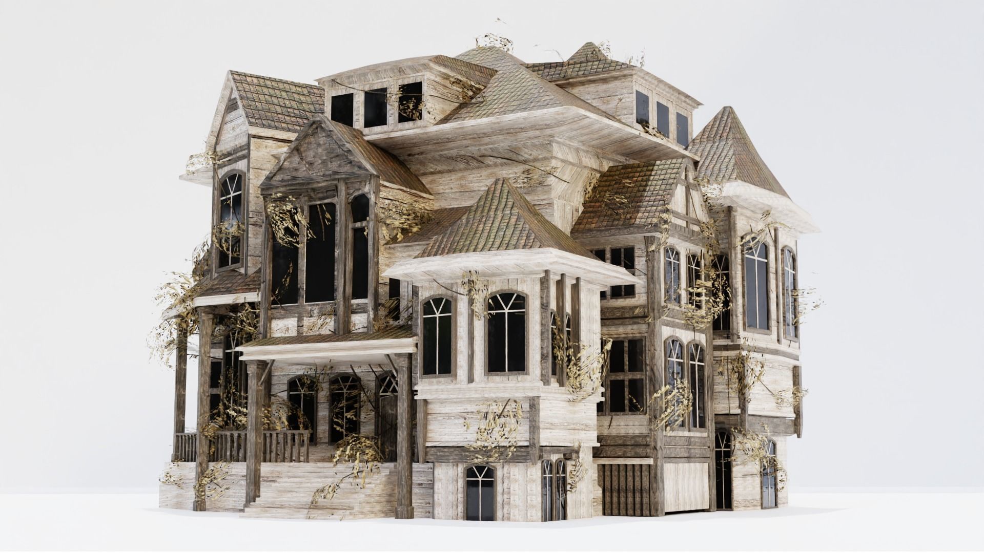 Abandoned old house - realistic low poly Low-poly 3D model_4