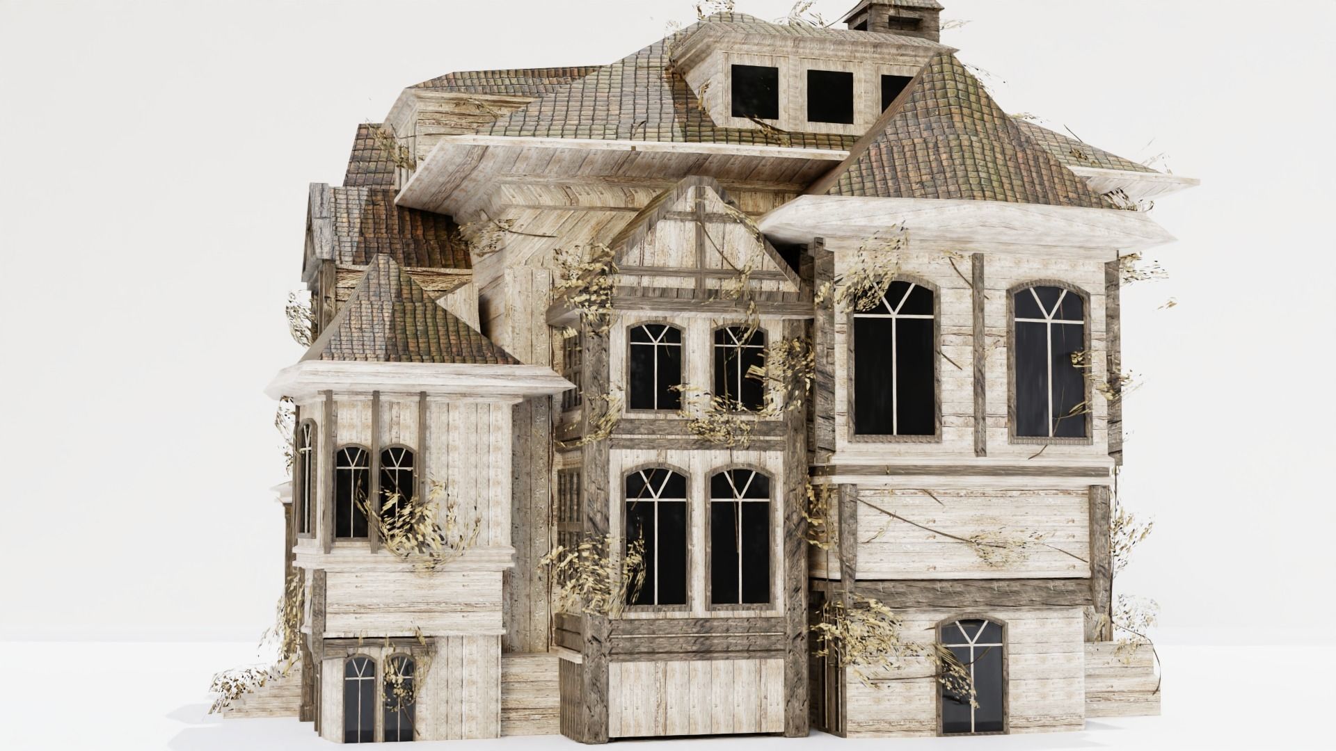 Abandoned old house - realistic low poly Low-poly 3D model_8