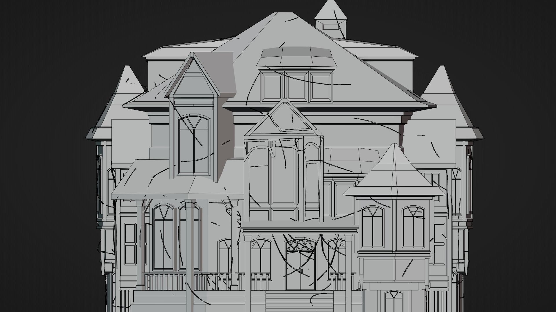 Abandoned old house - realistic low poly Low-poly 3D model_1