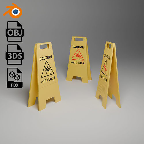 Wet Floor Sign 3D model