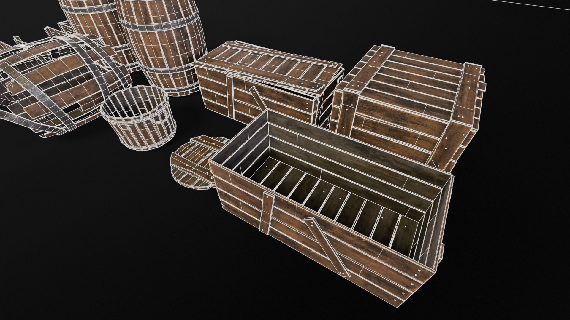 Barrels And Crates 3D Model Collection_11