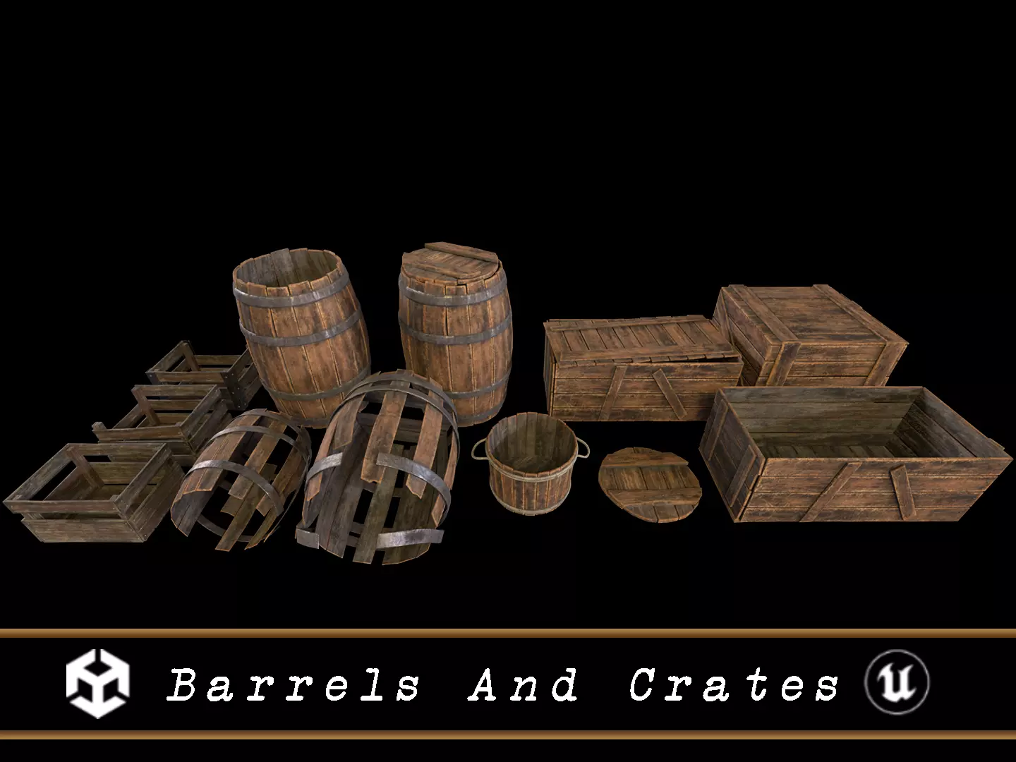 Barrels And Crates 3D Model Collection_0