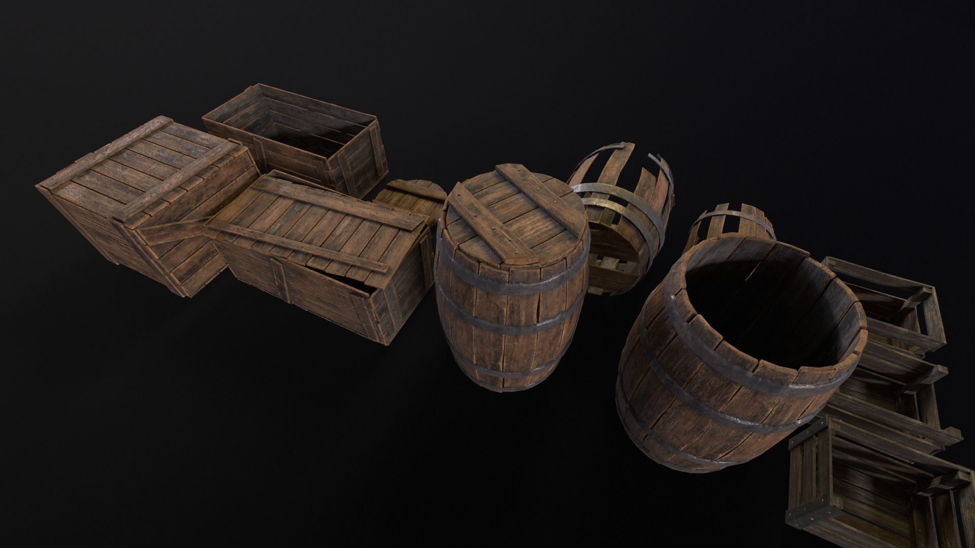 Barrels And Crates 3D Model Collection_19