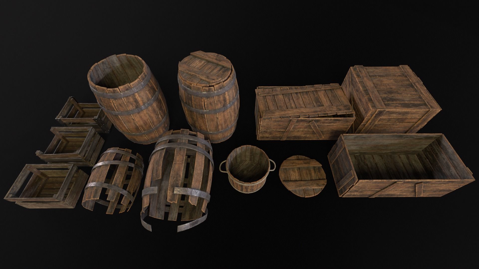 Barrels And Crates 3D Model Collection_21