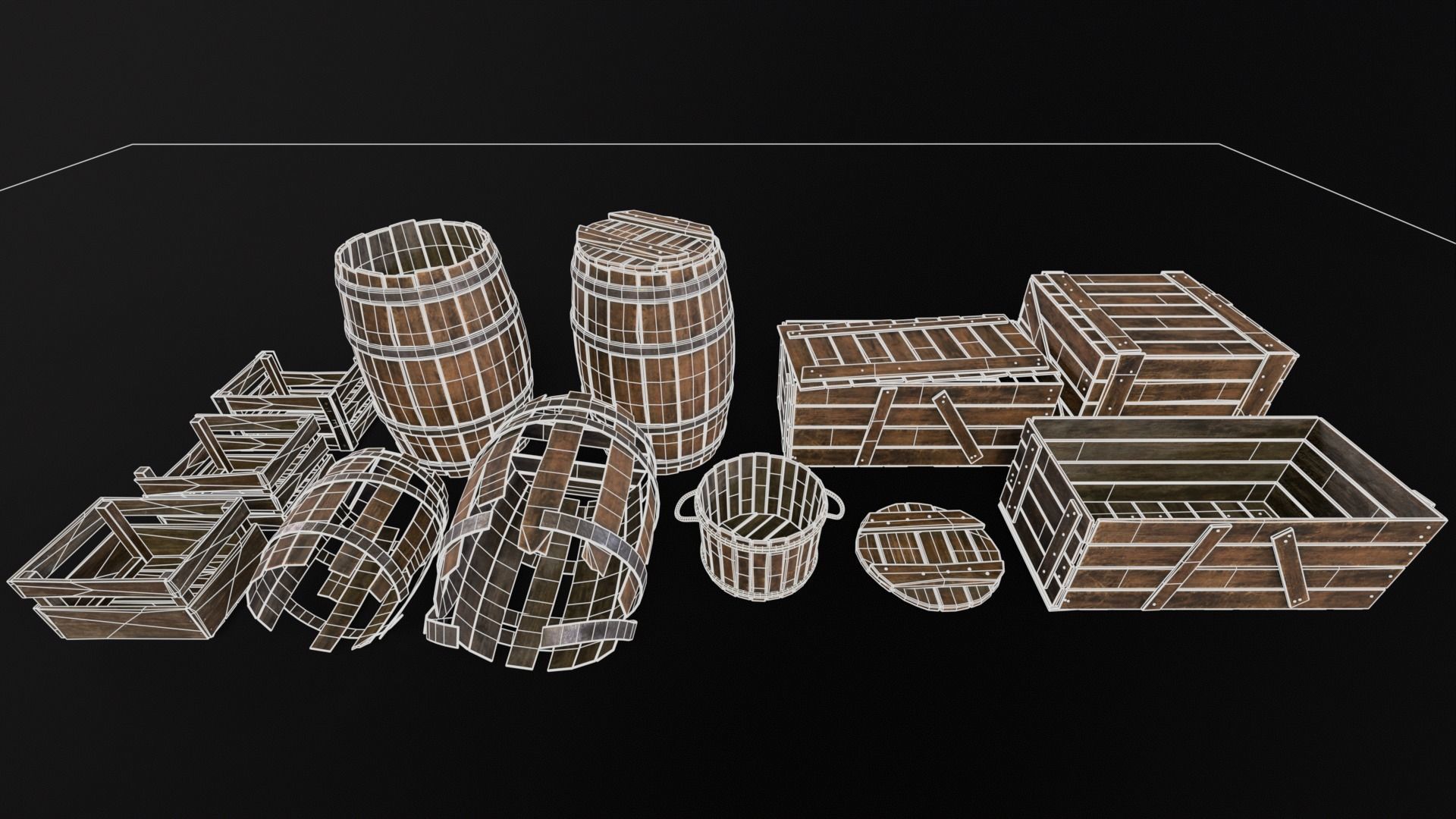 Barrels And Crates 3D Model Collection_20