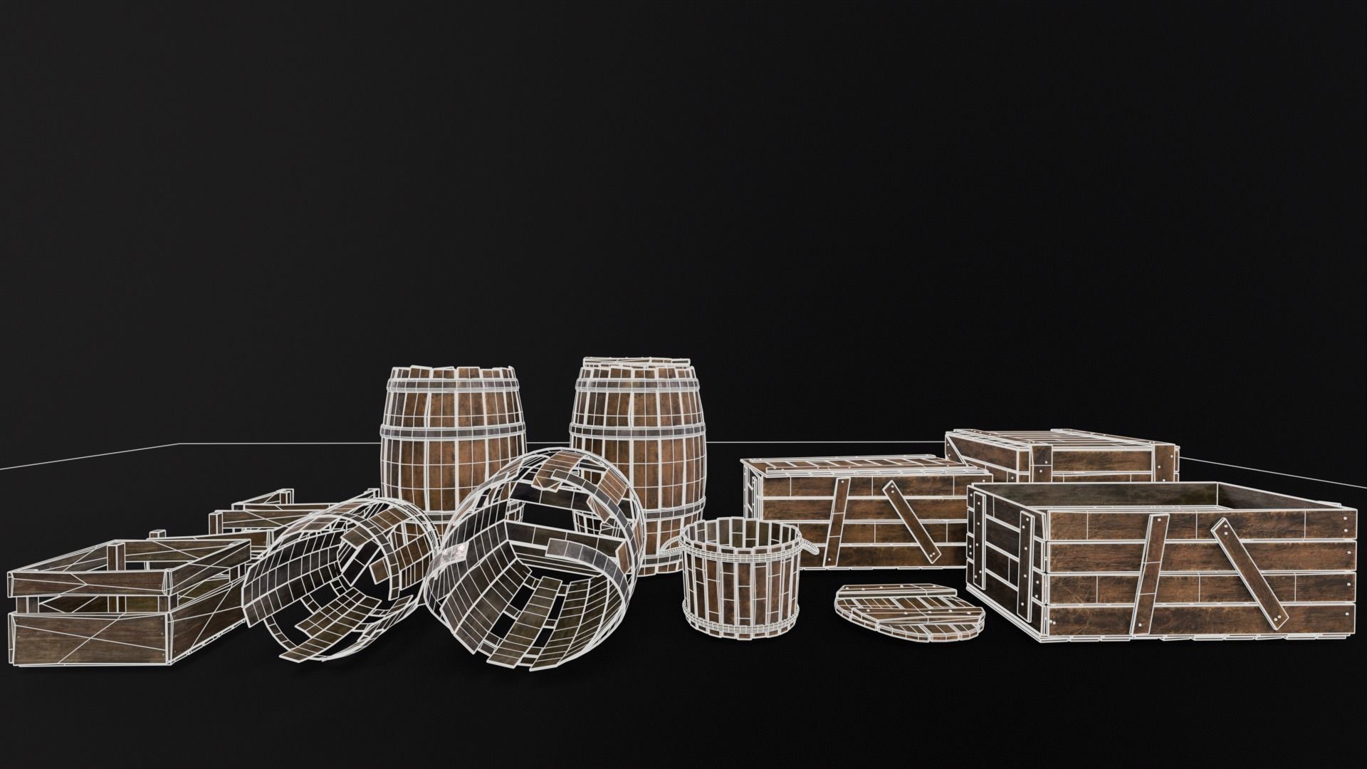 Barrels And Crates 3D Model Collection_12