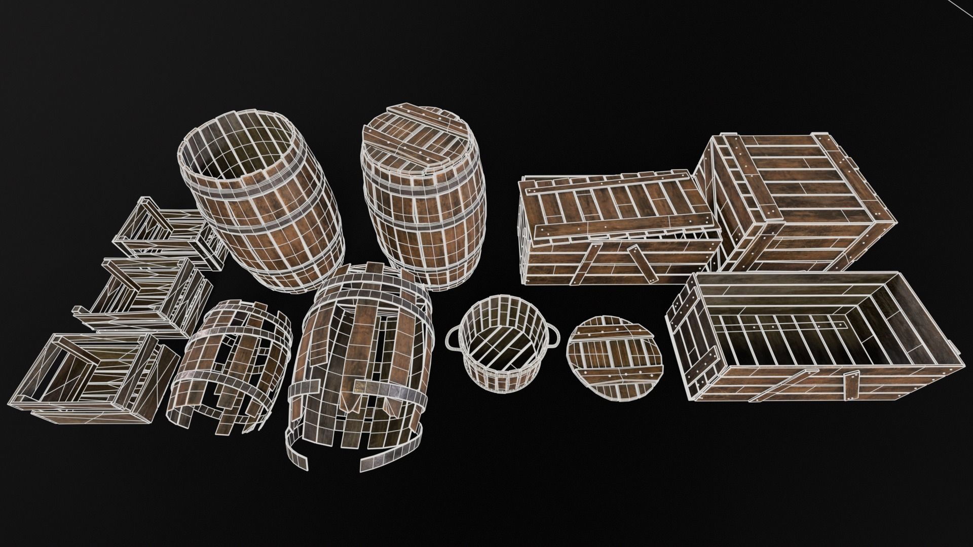 Barrels And Crates 3D Model Collection_17