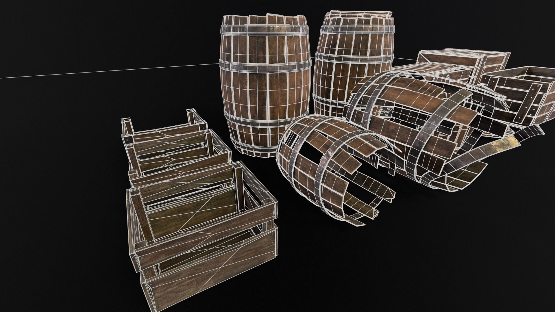 Barrels And Crates 3D Model Collection_10