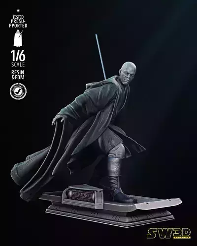 STAR WARS Mace Windu Sculpture Tested for 3D Printing  3D print model