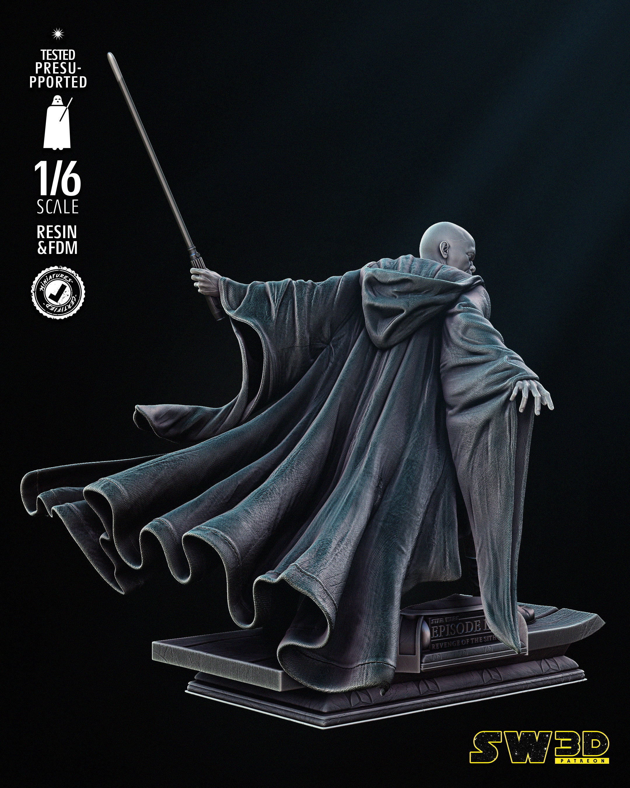 STAR WARS Mace Windu Sculpture Tested for 3D Printing  3D print model_29