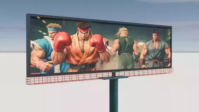 Billboard 3D model Low-poly 3D model