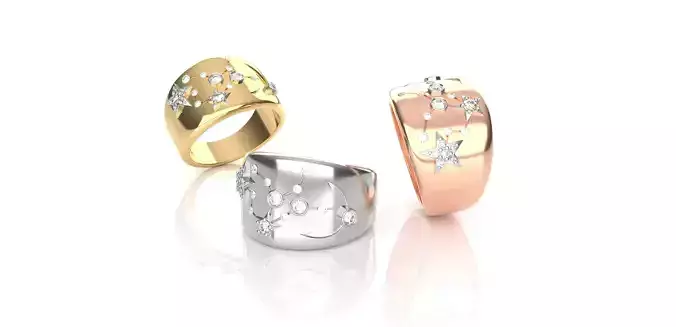 Star Moon fancy Ring