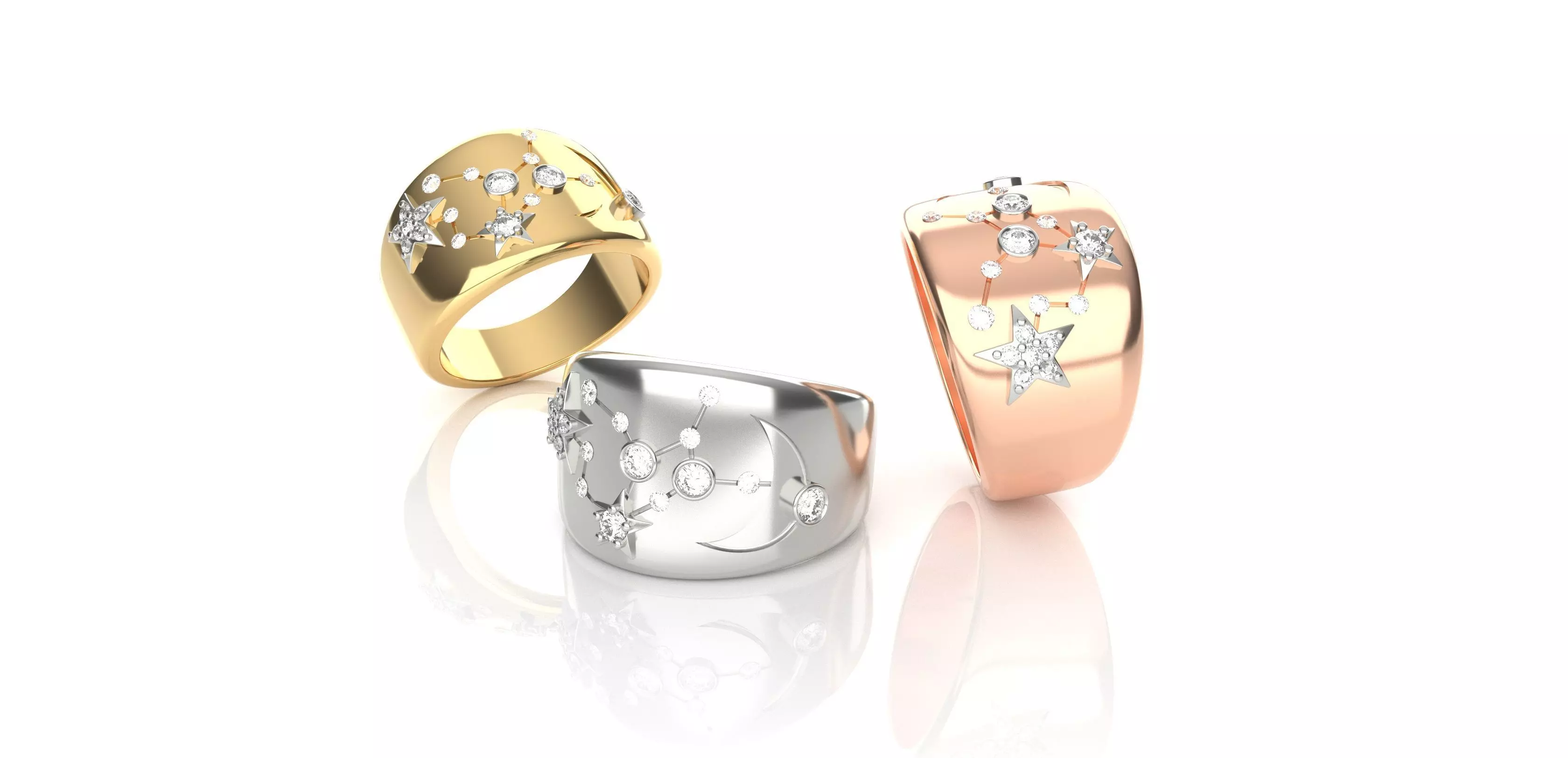 Star Moon fancy Ring 3D print model_0