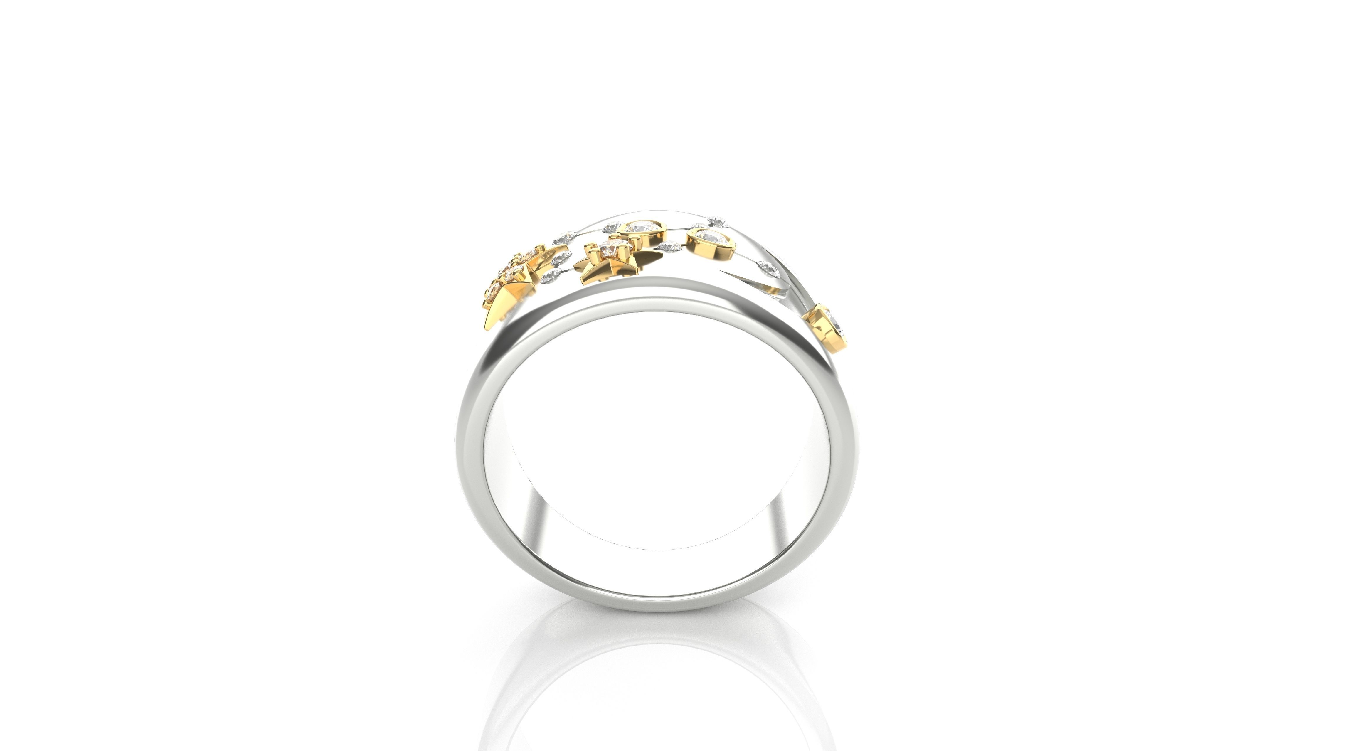 Star Moon fancy Ring 3D print model_2