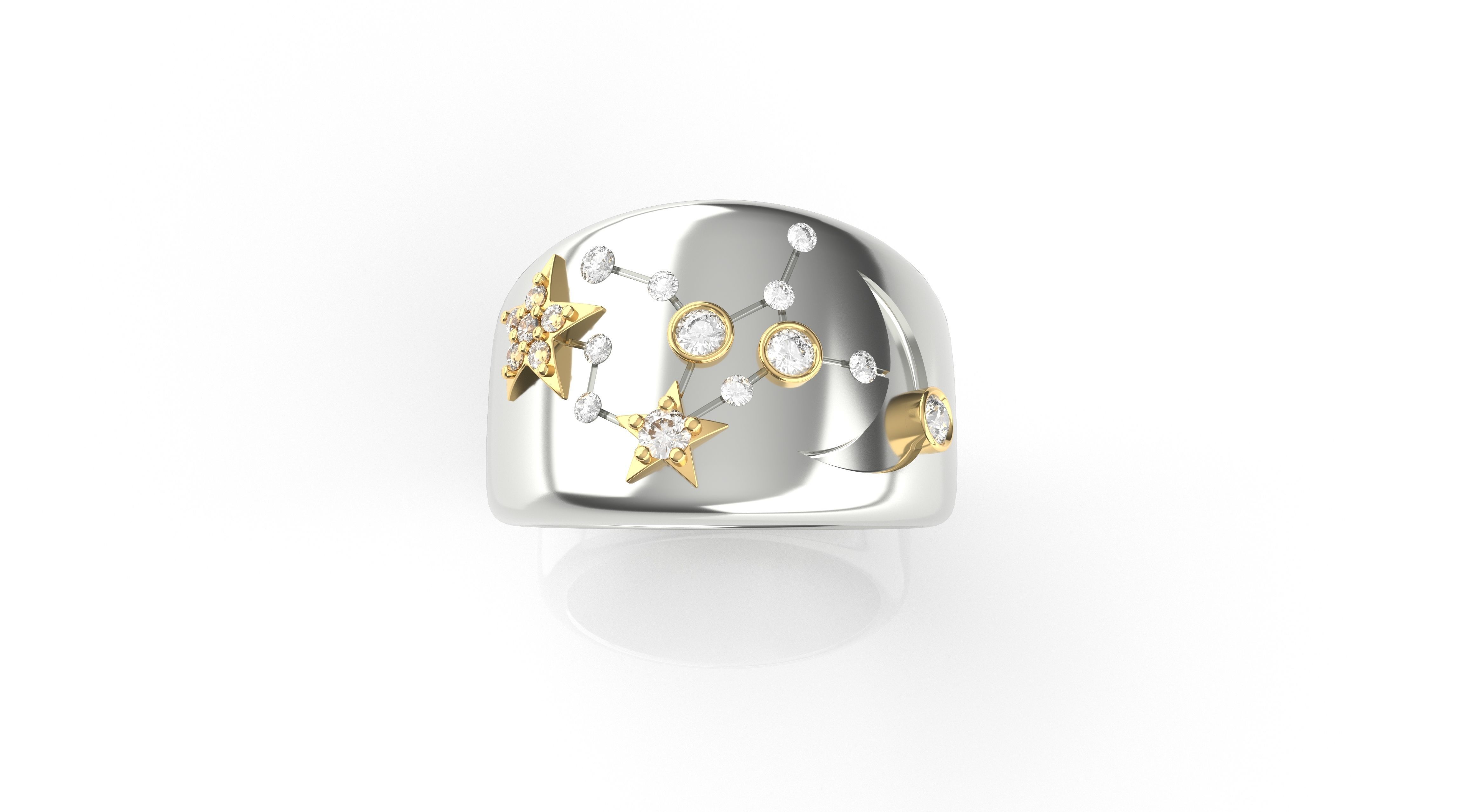Star Moon fancy Ring 3D print model_1