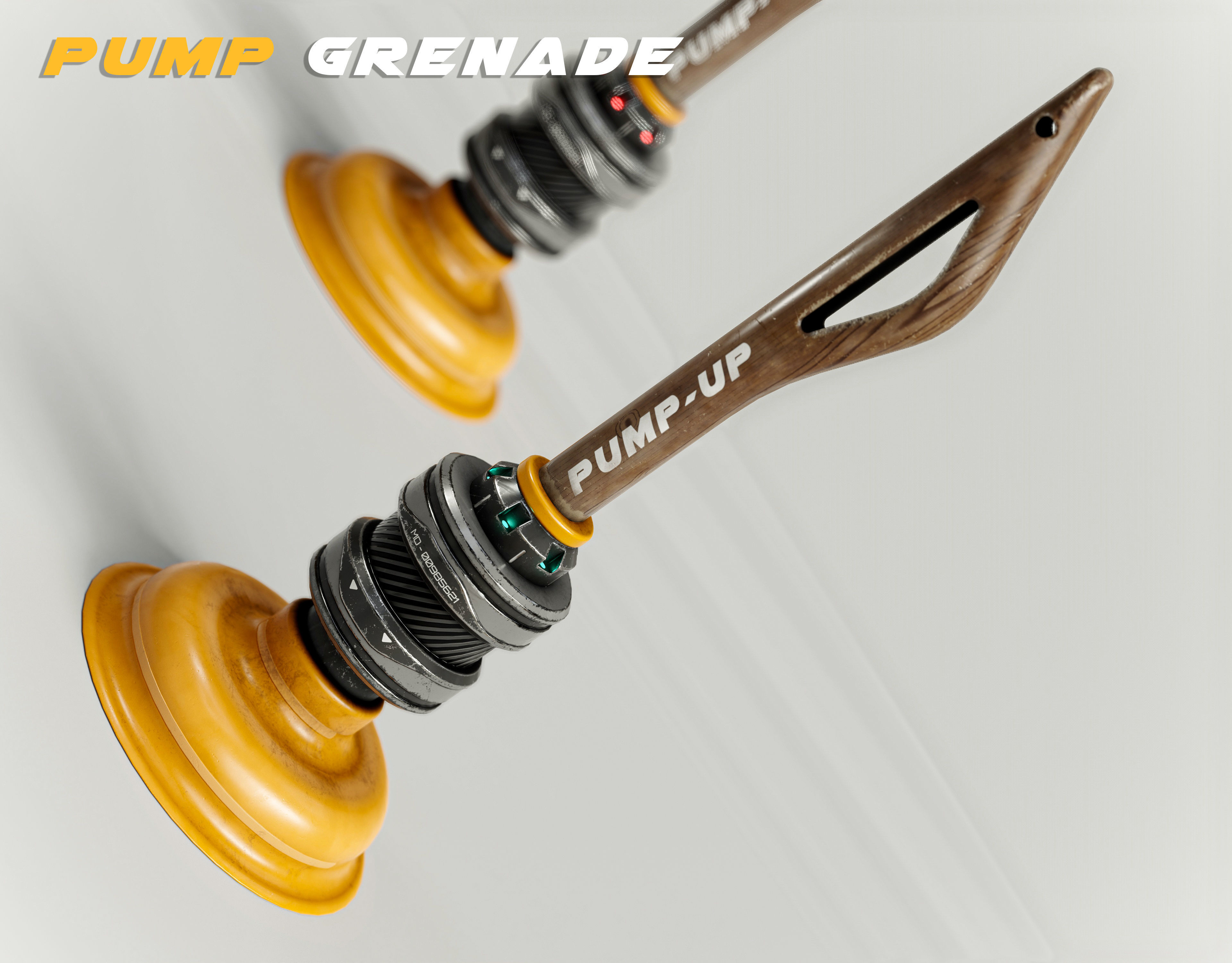 Sci-fi Pump Grenade PBR Low-poly 3D model_1