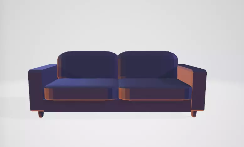 Couch Low-poly 3D model_0