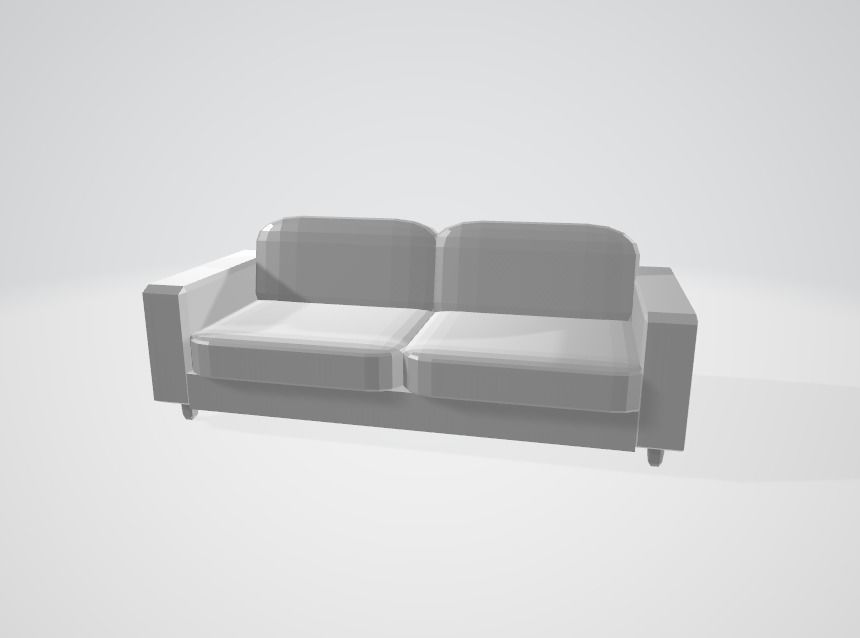 Couch Low-poly 3D model_2