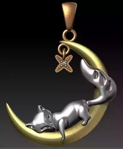 moon and fox pendant