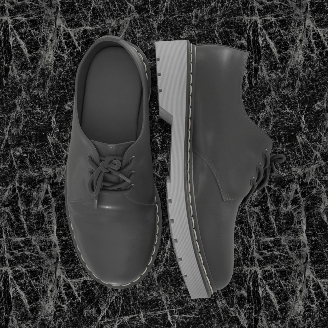 CLASSIC MENS 3D SHOES - LEATHER Low-poly 3D model_2