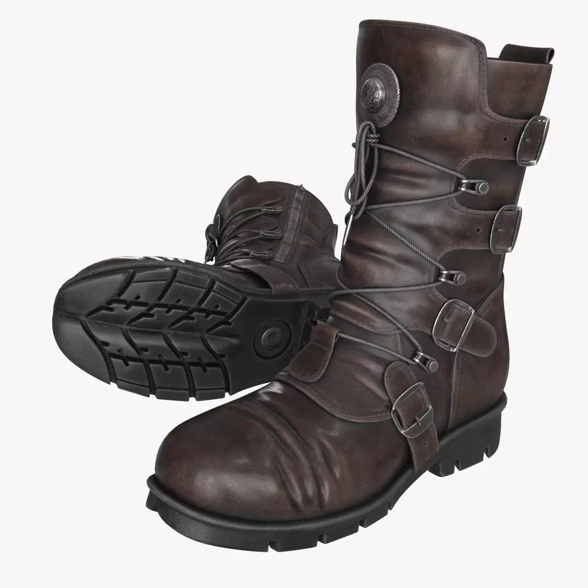 Leather Boots Low-poly 3D model_0