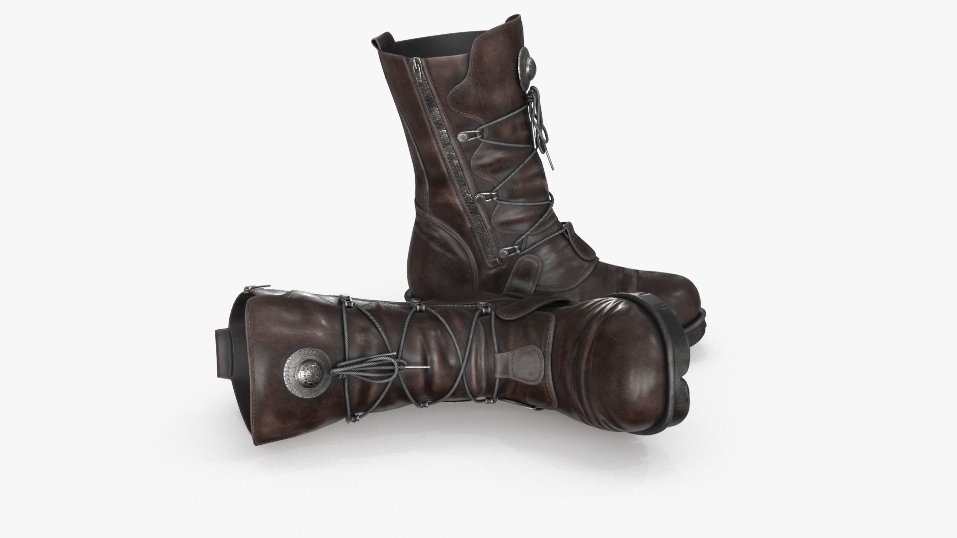 Leather Boots Low-poly 3D model_9