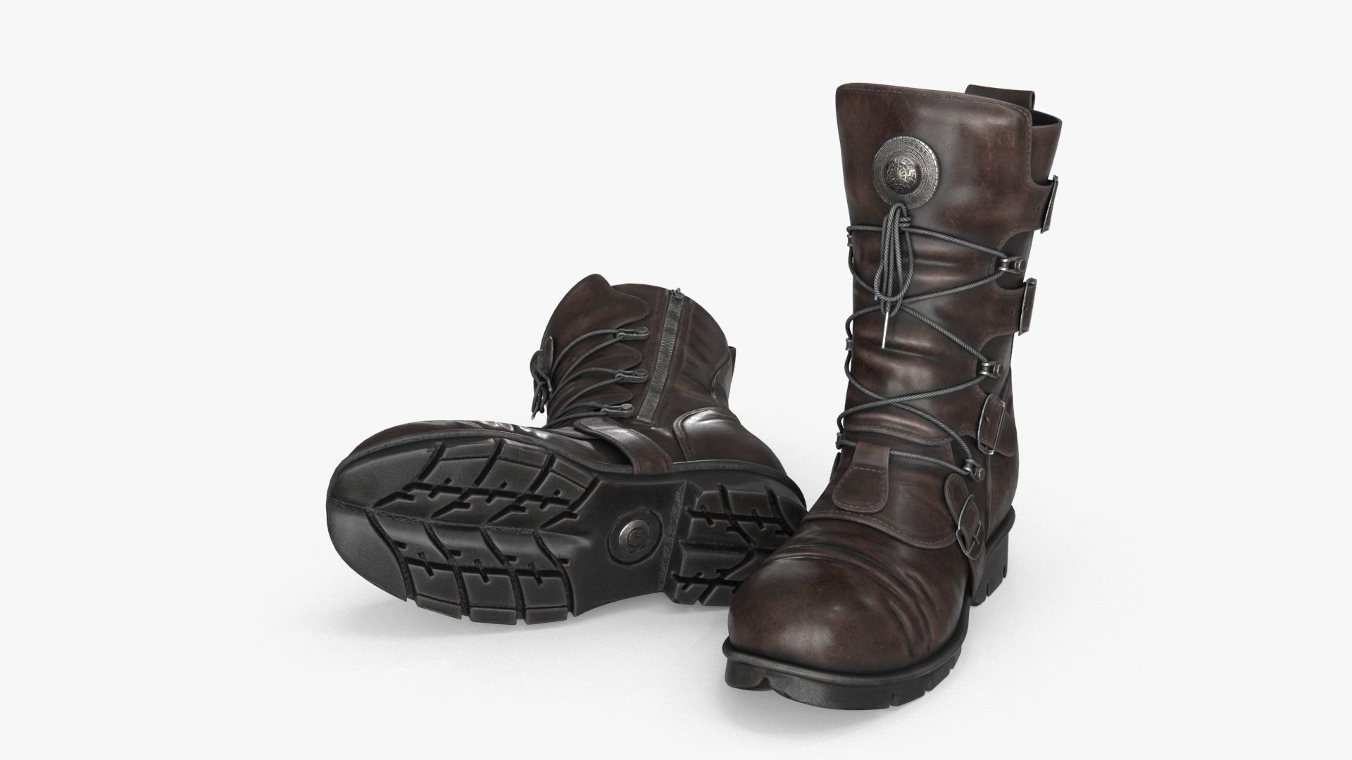 Leather Boots Low-poly 3D model_2
