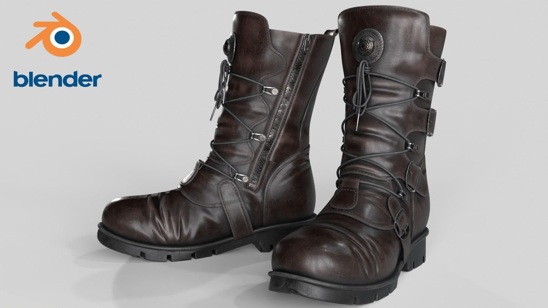 Leather Boots Low-poly 3D model_3