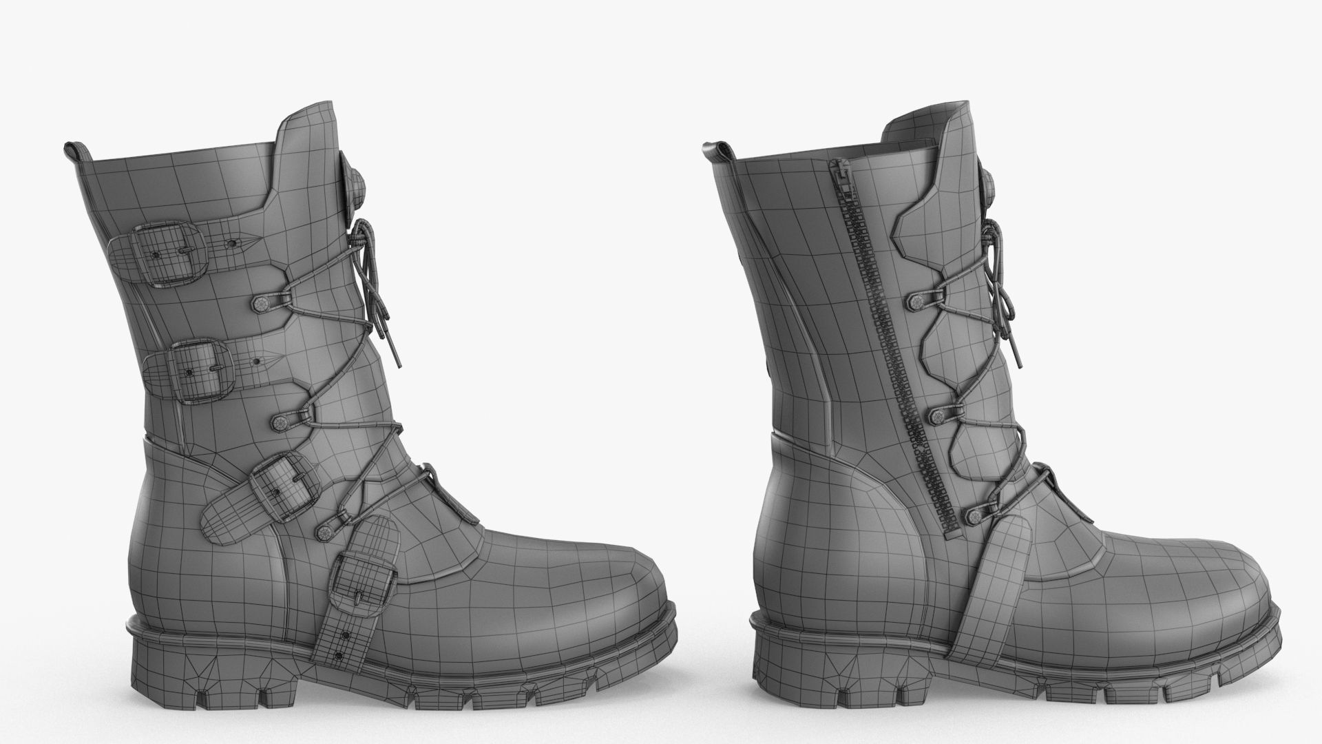 Leather Boots Low-poly 3D model_16