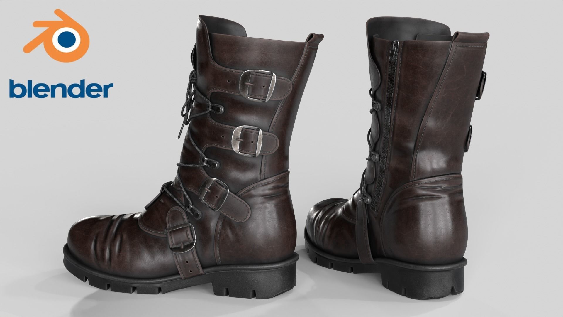 Leather Boots Low-poly 3D model_4